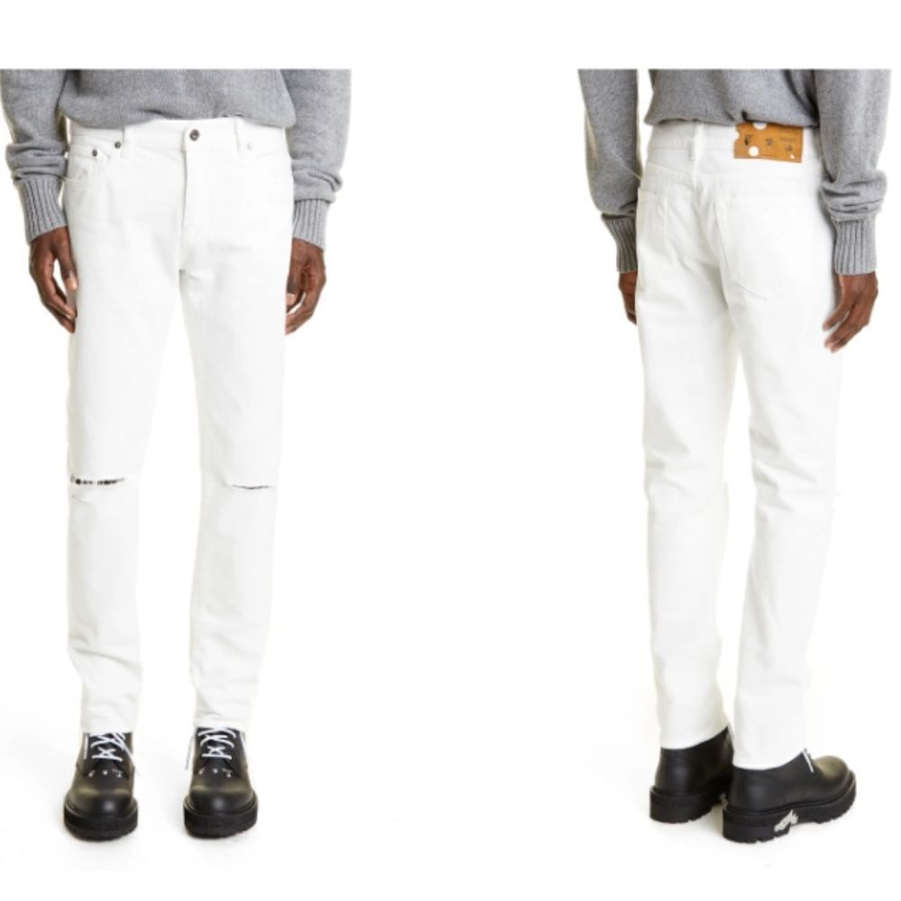OFF-WHITE Men's Distressed Skinny Jeans